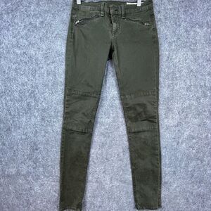 Rag & Bone Jeans Womens 26 Wax Dark Olive Zipper Skinny Slim Stretch Reinforced